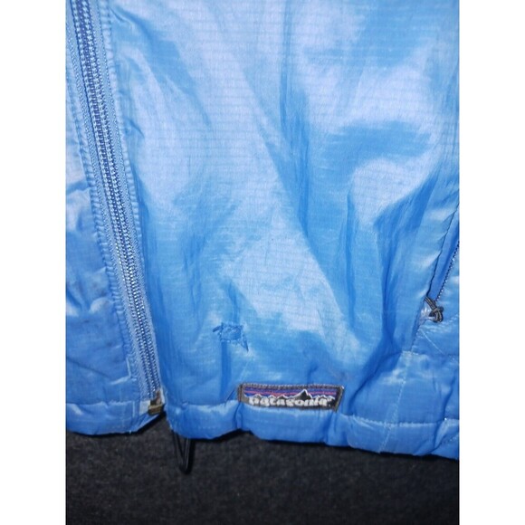 Patagonia Vintage Hooded Jacket Women Small Aqua Blue Insulated Coat *flaws** - Picture 6 of 13